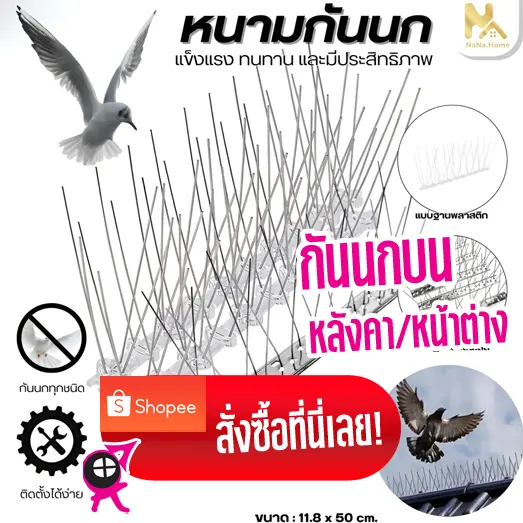 หนามกันนก บริเวณหลังคาหรือหน้าต่าง กันนกได้ทุกชนิด